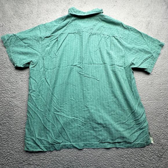 Tommy Bahama 100% Silk Textured Geometric Short Sleeve Shirt Mens XXL Green - Picture 8 of 12